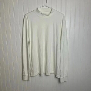 Lands' End ivory long sleeve mock neck shirt size XL F31